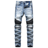 J Shaped Jeans New Men's Jeans Slim Straight Zip Pleated Trousers