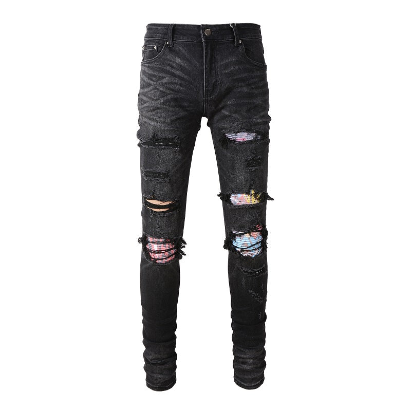 Amiri Jeans Casual Hip Hop Wash Splash-Ink Painted Slim Jeans Casual Fashionable 8638
