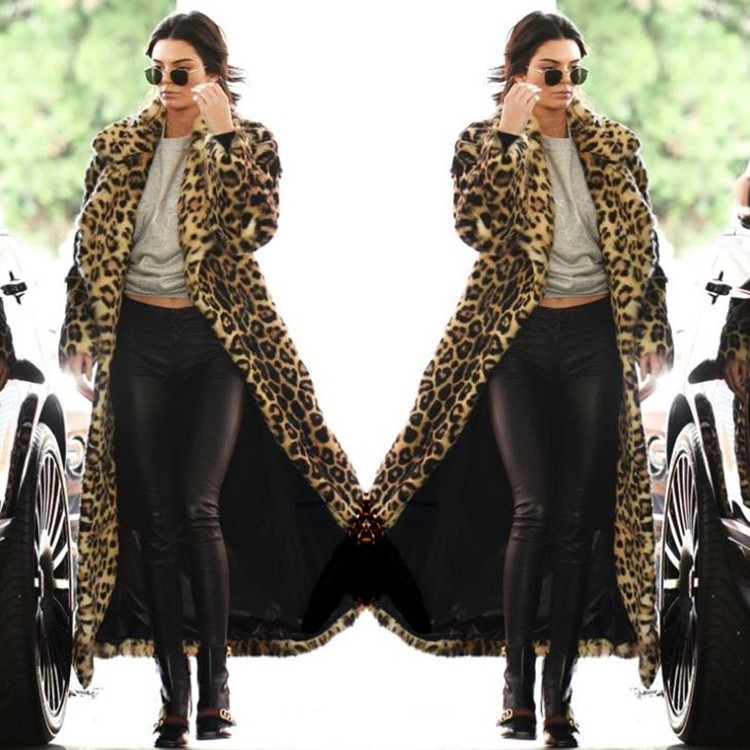 Full Length Faux Fur Coat Leopard Fur Coat