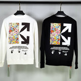Off White Sweatshirts Long Sleeve round Neck Neck Sweater Autumn and Winter Printed Cotton Men's and Women's round Neck Sweater