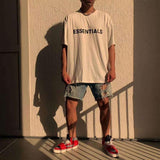 Fog T Shirt Tshirt T Shirt Letter Fashion Loose High Street ShortSleeved Tshirt Men's plus Size Retro Sports Fear Of God essential