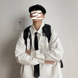 Men's Shirts Spring and Autumn Loose Shirt Lapel Long Sleeve Shirt plus Size