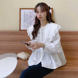 Gothic Lolita Harajuku Style Clothing Autumn Lace Edge Solid Color Long Sleeve Shirt