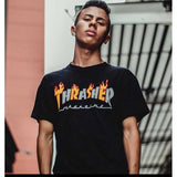 Thrasher T Shirt Summer Skateboard Flame Limited T-shirt Couple