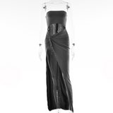 Mariah Carey Dress Temperament Split Dress Sexy Backless Hollow-out Dress