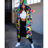 Nina Parker Camo Jacket Color Camouflage Long down Jacket Cotton-Padded Jacket