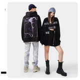 Slogan Graphic Hoodie Autumn and Winter Patch Printed Full-Zip Cardigan Coat