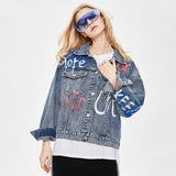 Spray Painted Jacket Spring and Autumn Denim Jacket Women's Loose Top