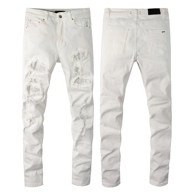 Amiri Jeans Casual Hip Hop Wash Splash-Ink Painted Slim Jeans Casual Fashionable 7625