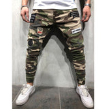 J Shaped Jeans Men's Jeans Badge Stretch Slim Fit Skinny Elastic Foot Mouth Camouflage Skinny Pants