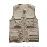 Men Utility Vest Work Zipper Tactical Work Vest Slim Pocket Jacket Vest Multi-Pocket Men's Overalls
