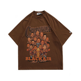 Blackair T Shirt Printed Short Sleeve Men's Retro Brown T-shirt