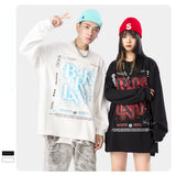 Slogan Graphic Hoodie round Neck Pullover Long Sleeve T-shirt