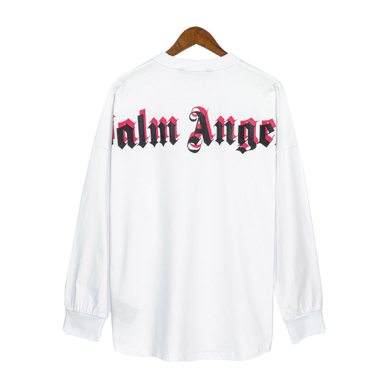 Palm Angels Angel Back Two-Tone Printed Letter Logo Long Sleeve T
