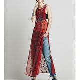 Women Dresses Beaded Embroidery Vest Sleeveless Maxi Dress