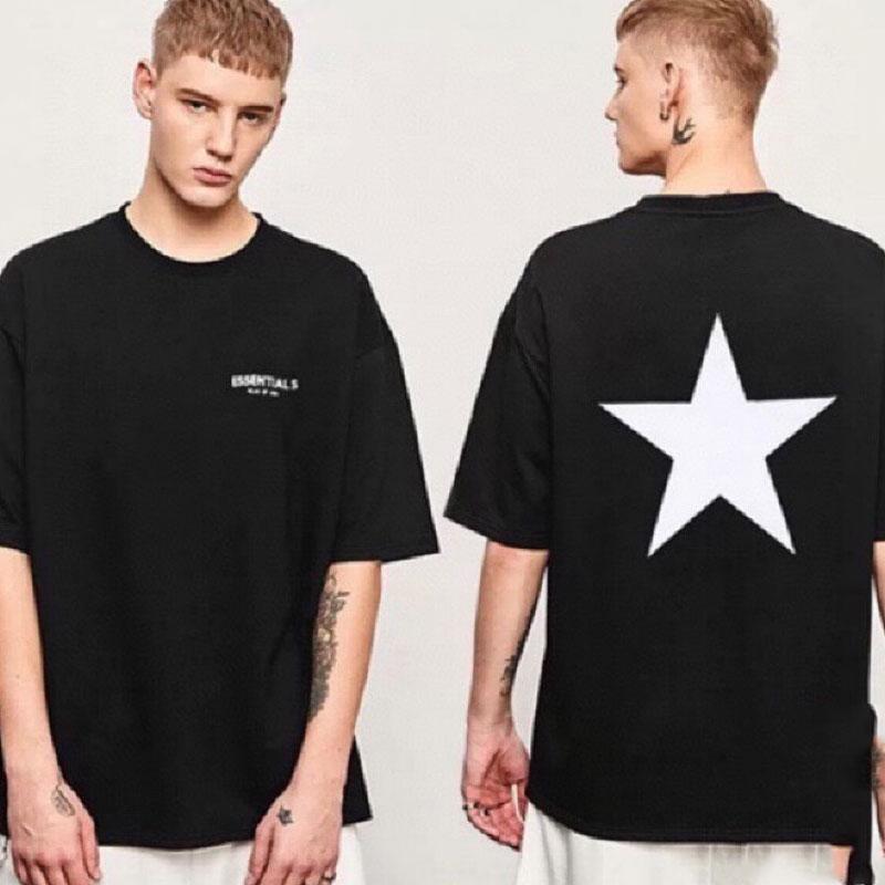 Fog Essentials Tshirts Fog Essentials Double Line Trendy Loose High Street Half Sleeve Men's and Women's Short Sleeve T-shirt Summer