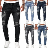 J Shaped Jeans Men's Pants Ripped Matte White Slim-Fit Denim Pants Fashion Pants