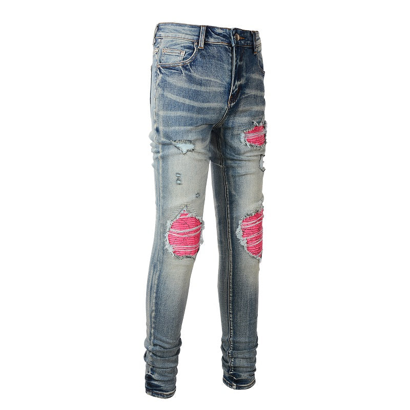 Amiri Jeans Casual Hip Hop Wash Splash-Ink Painted Slim Jeans Casual Fashionable 6806