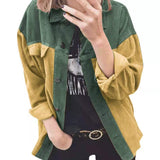 Corduroy Patch Jacket Fall/Winter Corduroy Loose Splicing Coat