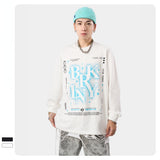 Slogan Graphic Hoodie round Neck Pullover Long Sleeve T-shirt