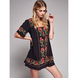 Women Dresses Floral Embroidered Ethnic Style Dress