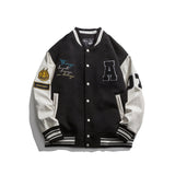 Varsity Jacket for Men Baseball Uniform Baseball Jackets Spring Hip Hop Cool Sleeve Cartoon Bear Jacket