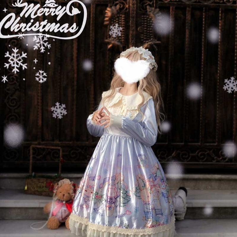 Gothic Lolita Harajuku Style Clothing Lolita Christmas Party Long Sleeve Op Dress for Women
