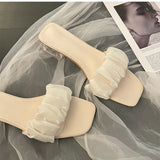 Nude Pumps Block Heel Chunky Heel Slippers
