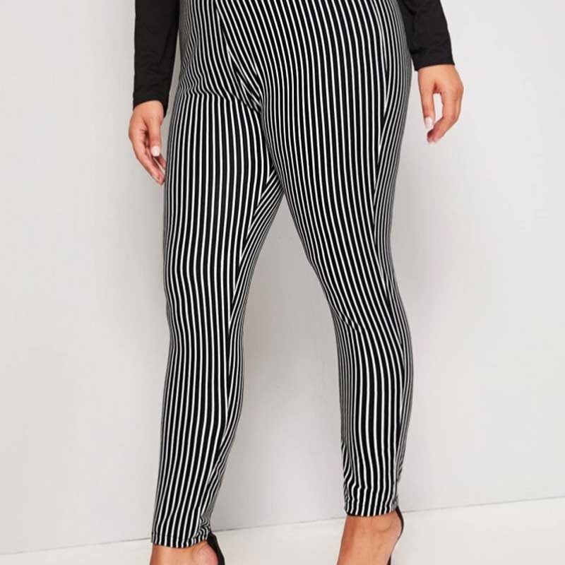 Women Plus Size Pants Loose Casual Striped Trousers