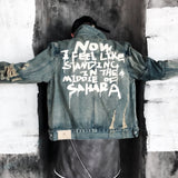 Spray Painted Jacket Spring and Autumn Blue Men's and Women's Coats Denim Jacket