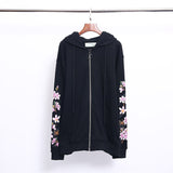 Off White Zipper Hoodie Off Peach Blossom Arrow Printed Hoodie Ow