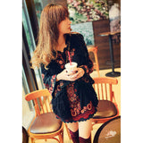 Women Dresses Autumn Embroidered Dress Cotton Linen Long Sleeve Dress Short Skirt
