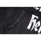 Present Hoodie Letter Print Distressed Zipper Hoodie for Men and Women