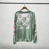 Off White Long Sleeve round Neck Sweater Printed Hoodie Ow Large Size Loose Men's and Women's Pullover Sweater
