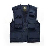 Men Utility Vest Work Zipper Tactical Work Vest Slim Pocket Jacket Vest Men's Outdoor Multi-Pocket