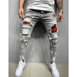 J Shaped Jeans High Quality Men's Jeans Paint Ripped Fashion Popular