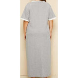 Women Plus Size Maxi Dressesvv Collar Color-Matching Dress