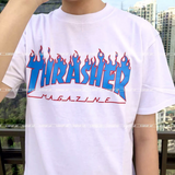 Thrasher T Shirt Thrasher Blue Red Flame Loose Short Sleeve Fall Winter Couples