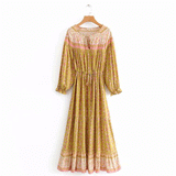 Beth Dutton Bohemian Dress Winter Autumn Midi Dresses Hollow out Large Swing Elastic Waist Dress