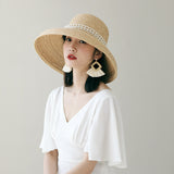 Straw Hat Retro French Pearl Raffia Hat
