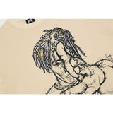 Juice WRLD T Shirt Revenge Juice WRLD Sketchman Painting Printing Hip Hop T-shirt Loose