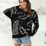 Dinosaur Sweaters Dinosaur Jacquard Pullover Loose Casual Sweater