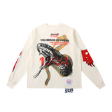 Rrr123 Sweatshirt Snake Puff Print Vintage Embroidery Loose