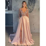Mariah Carey See through Dress Sequined V-neck Long Sleeve Long Evening Gown