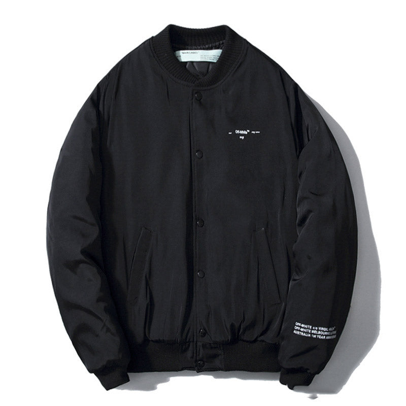 Off White Winter Coat Autumn and Winter Warning Line Arrow Super Reflective Padded Cotton-Padded Jacket Outerwear