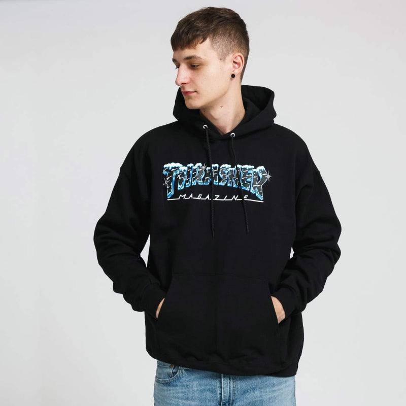 Thrasher Hoodie Autumn and Winter Flame Print Men's Women's Hoodie