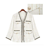 Women Plus Size Tops Loose Retro Plaid Long Sleeve Pocket Coat Cardigan for Women