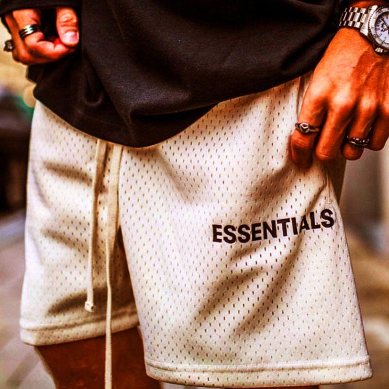Fog Short Men's Hip Hop FG Double Line Mesh Shorts Drawstring Breathable and Loose Fear Of God