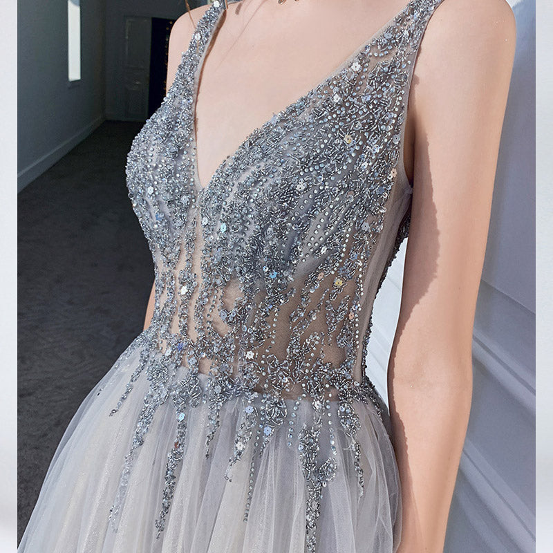 The Great Gatsby Dresses Sexy Backless Sequins Host Evening Dress
