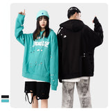 Slogan Graphic Hoodie Autumn and Winter Loose Hole Hooded Sweater